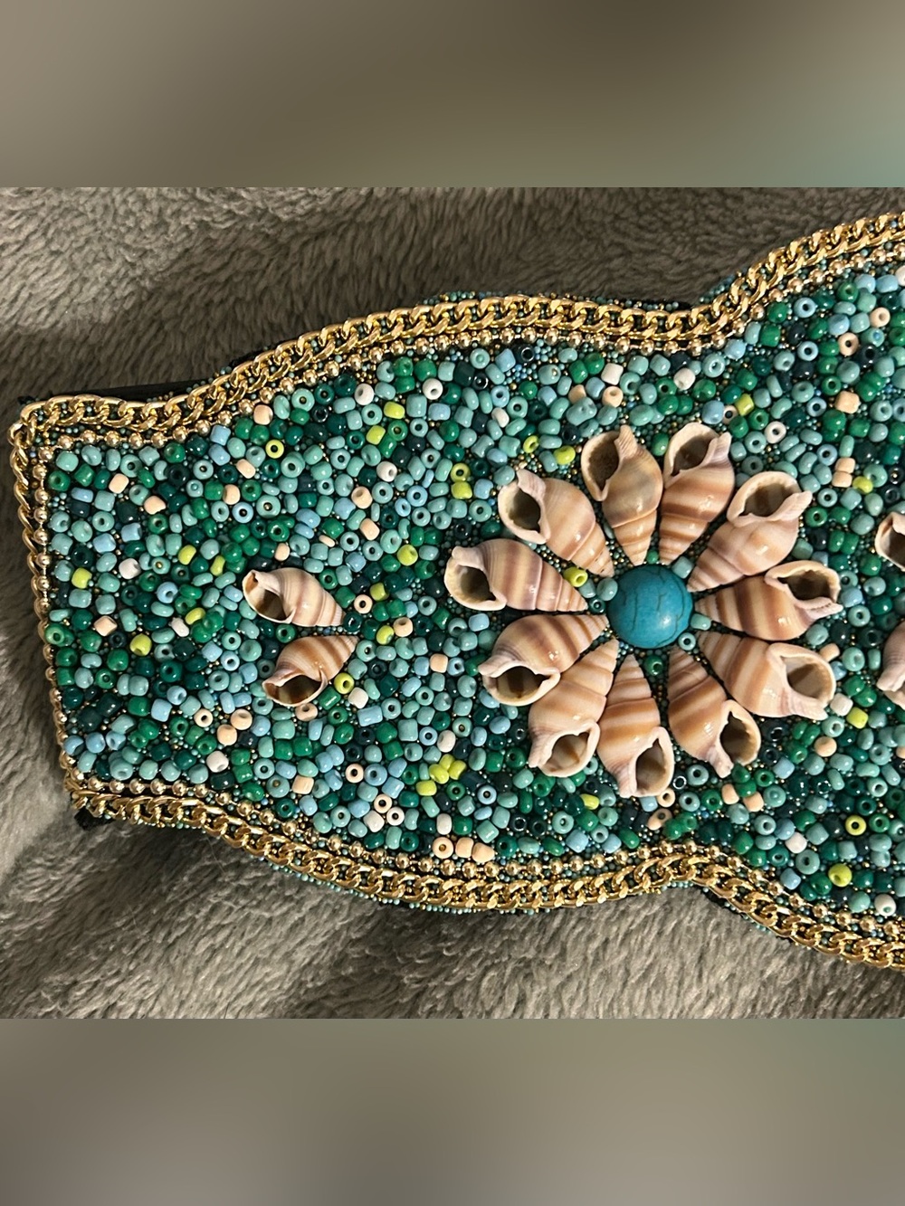 Angelina Turquoise Beaded Shell-Embellished Waist Belt - Picture 2 of 8